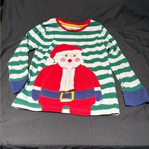 Mini Boden LS striped Santa top 5-6 years